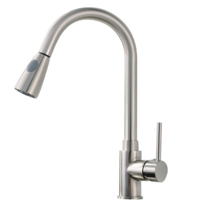 Kitchen Sink Faucet Deck Mount Single Lever Brushed Finish with Pull Out Sprayer