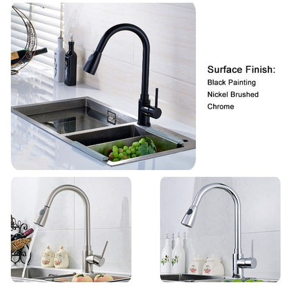 Juno Black Kitchen Faucet Deck Mount Single Lever with Pull Out Sprayer