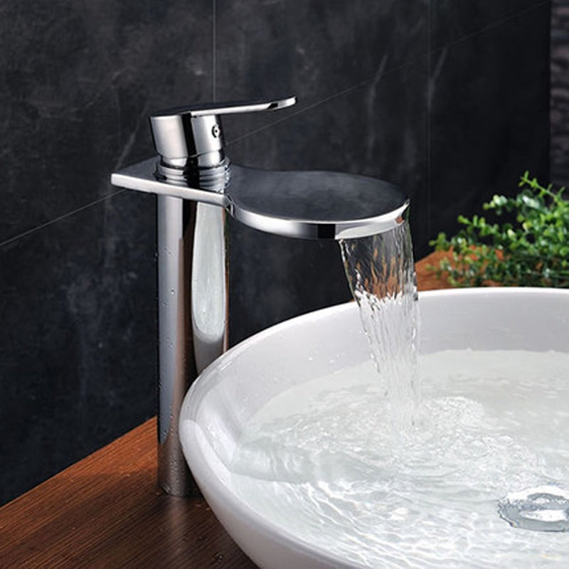 Kylie Deck Mounted Waterfall Chrome Finish Bathroom Sink Faucet