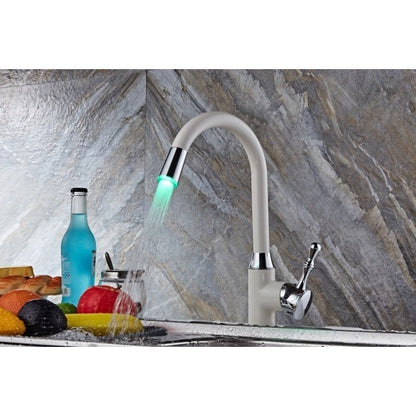 La Paz Kitchen Sink Faucet With LED light In White Painting