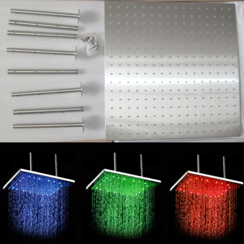 Square Ceiling Mount Large LED Shower Head