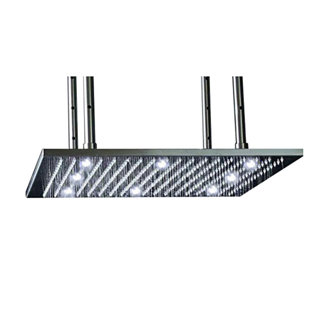 20" Square Brushed Stainless Steel LED Rain Shower Head
