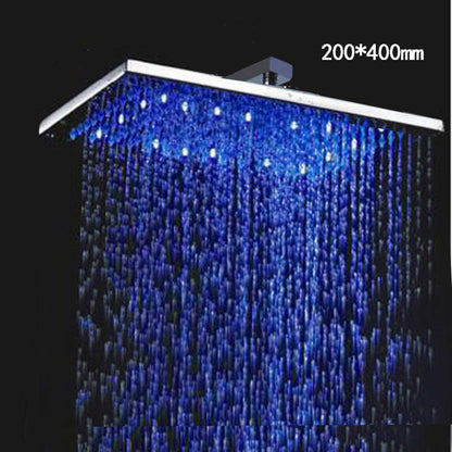 Rectangle Brushed LED Rainfall Shower Head
