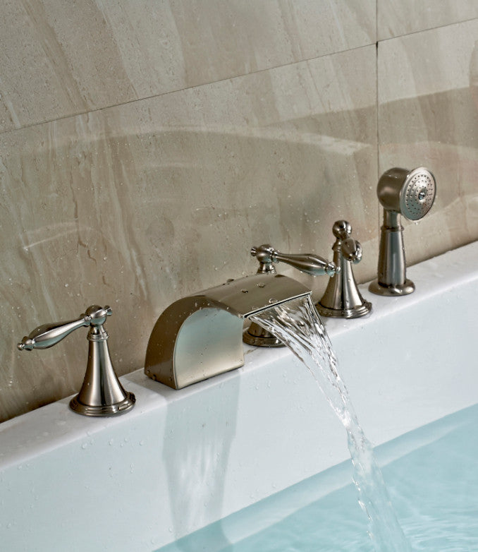 Le Mans 5 Pieces Three Handle Deck Mount Bath Tub Faucet