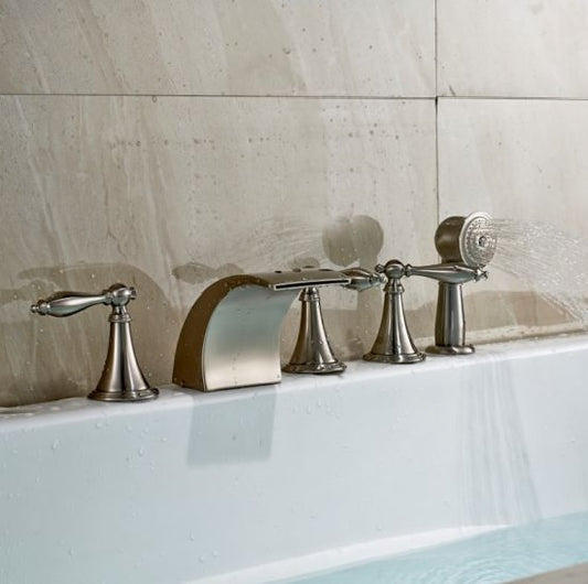 Le Mans 5 Pieces Three Handle Deck Mount Bath Tub Faucet