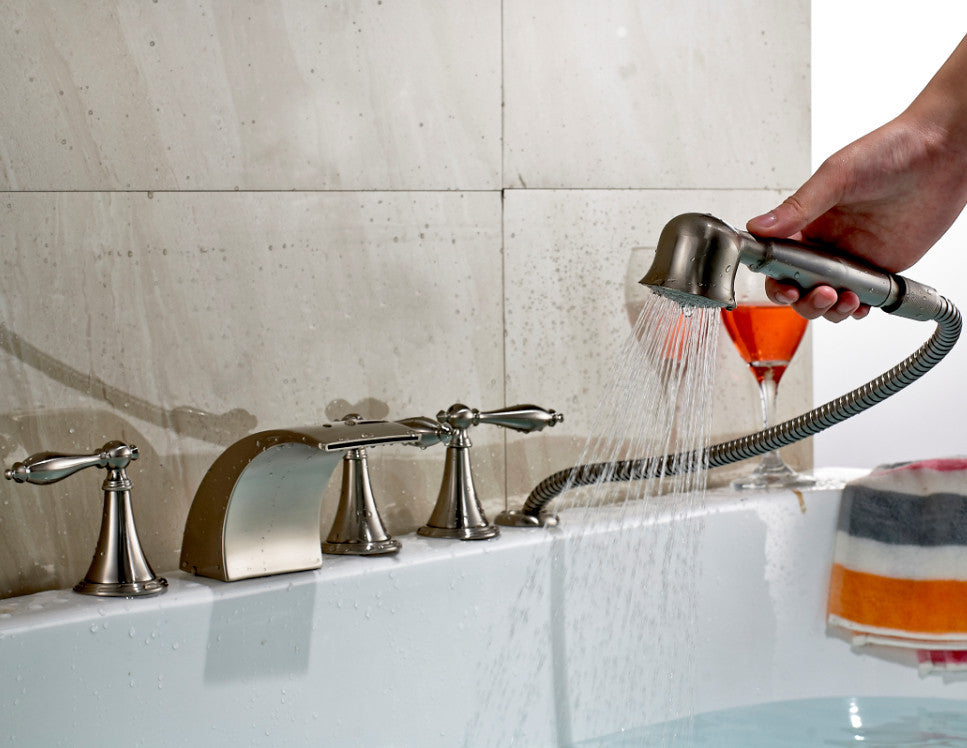 Le Mans 5 Pieces Three Handle Deck Mount Bath Tub Faucet