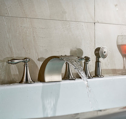 Le Mans 5 Pieces Three Handle Deck Mount Bath Tub Faucet