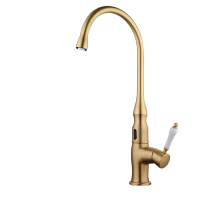 Lecce Long Neck Deck Mounted Gold Finish Single Lever Kitchen Sink Faucet