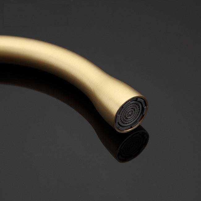 Lecce Long Neck Deck Mounted Gold Finish Single Lever Kitchen Sink Faucet