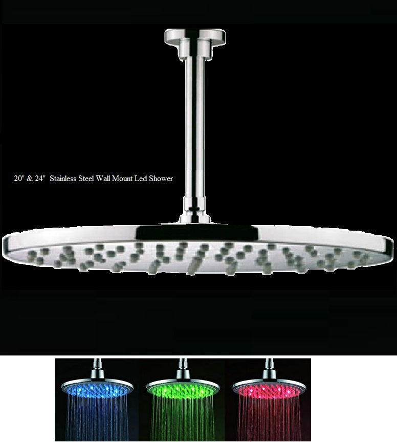 20" Stainless Steel  Round Color Changing LED Rain Shower Head