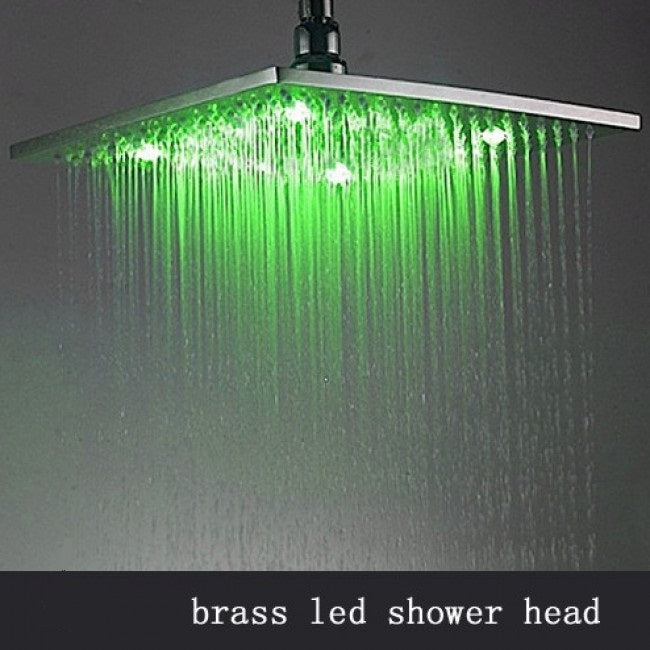 12" LED Shower Head - Brass Chrome square led shower head