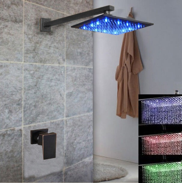 Oil Rubbed Bronze Wall Mount LED Shower Set