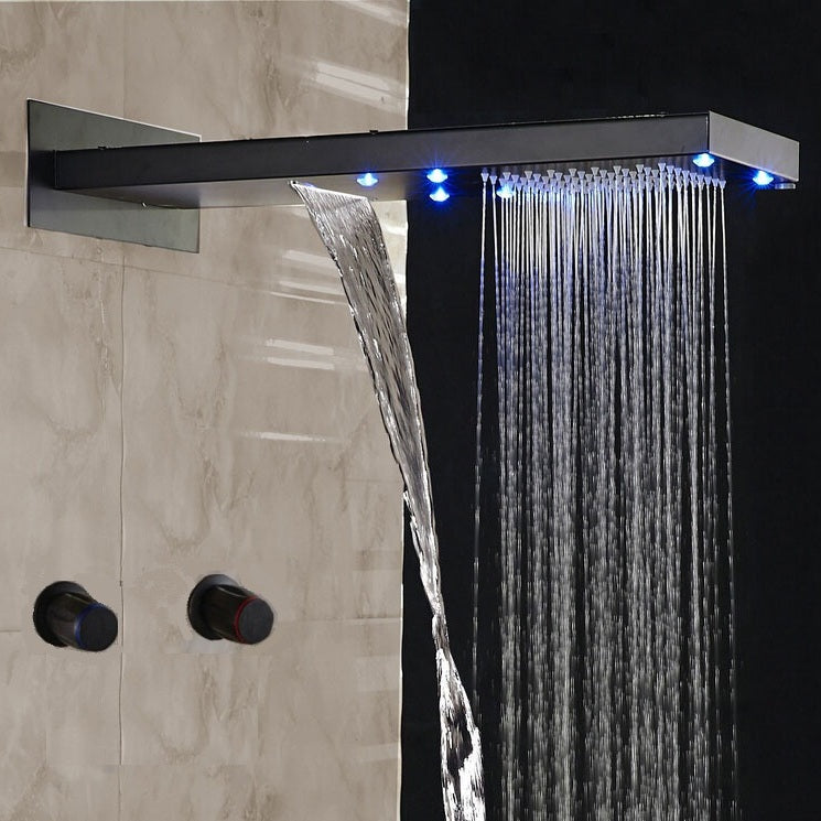 Double Handles LED Waterfall Oil Rubbed Bronze Rain Shower Systems