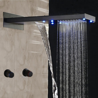 Double Handles LED Waterfall Oil Rubbed Bronze Rain Shower Systems