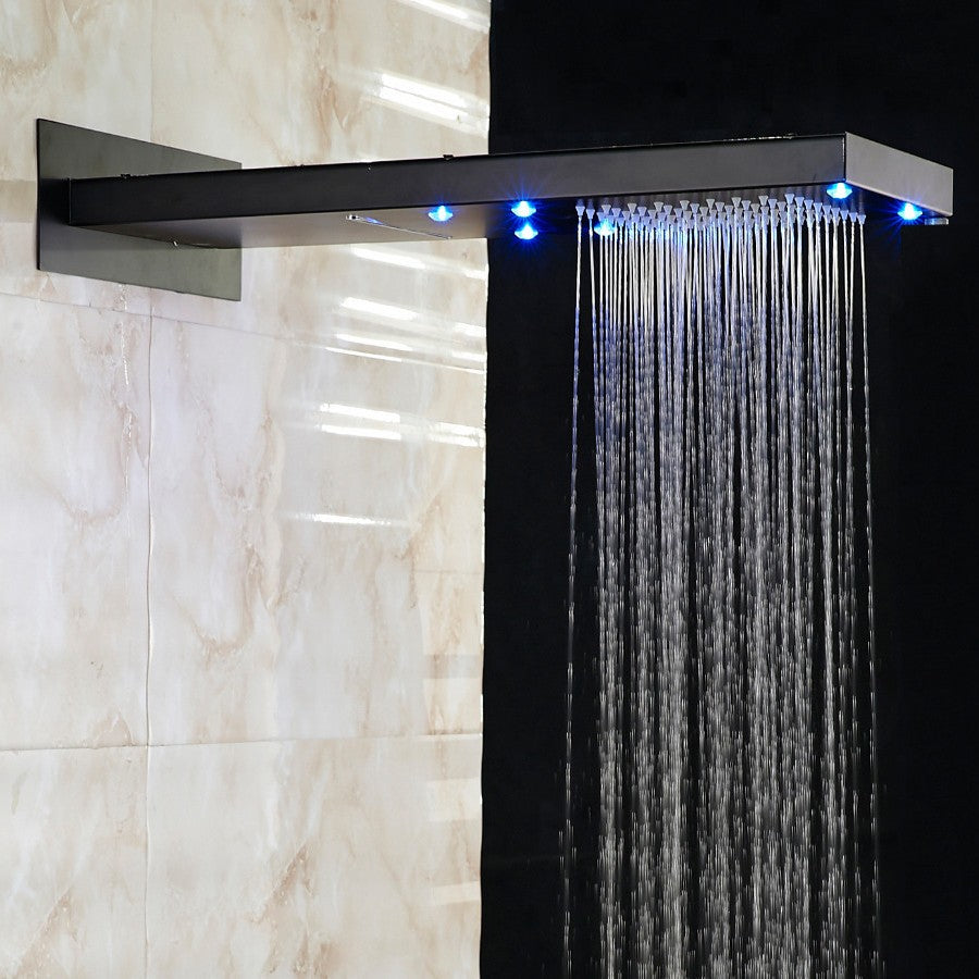 Double Handles LED Waterfall Oil Rubbed Bronze Rain Shower Systems