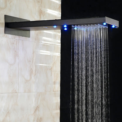 Double Handles LED Waterfall Oil Rubbed Bronze Rain Shower Systems