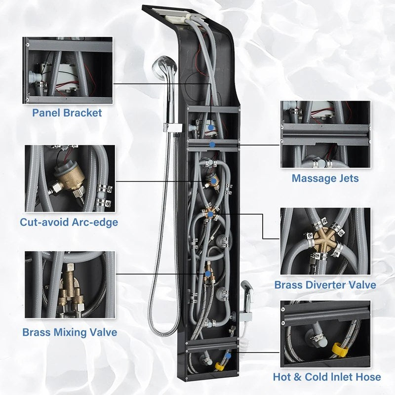 LED Waterfall Shower Column with Digital Display & Massage Jets - image 4