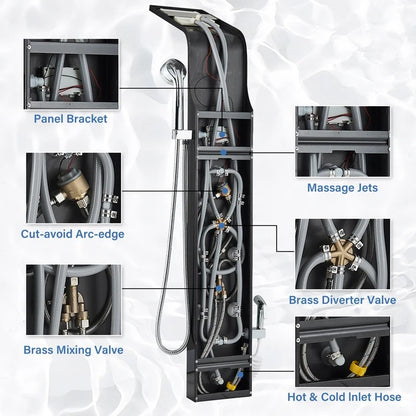 LED Waterfall Shower Column with Digital Display & Massage Jets - image 4