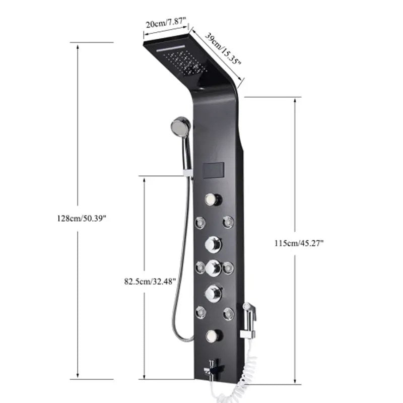 LED Waterfall Shower Column with Digital Display & Massage Jets - image 6