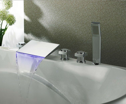 Hand-Shower Waterfall LED Bath-Tub Faucet