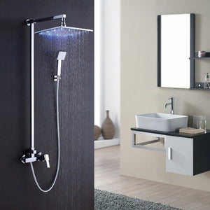 led rain shower head set with hand held shower head