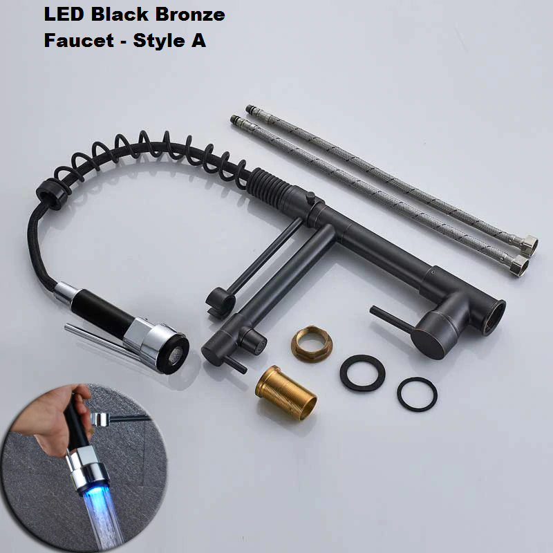 JSM2543  Juno Pull Down LED Black Bronze Kitchen Faucet