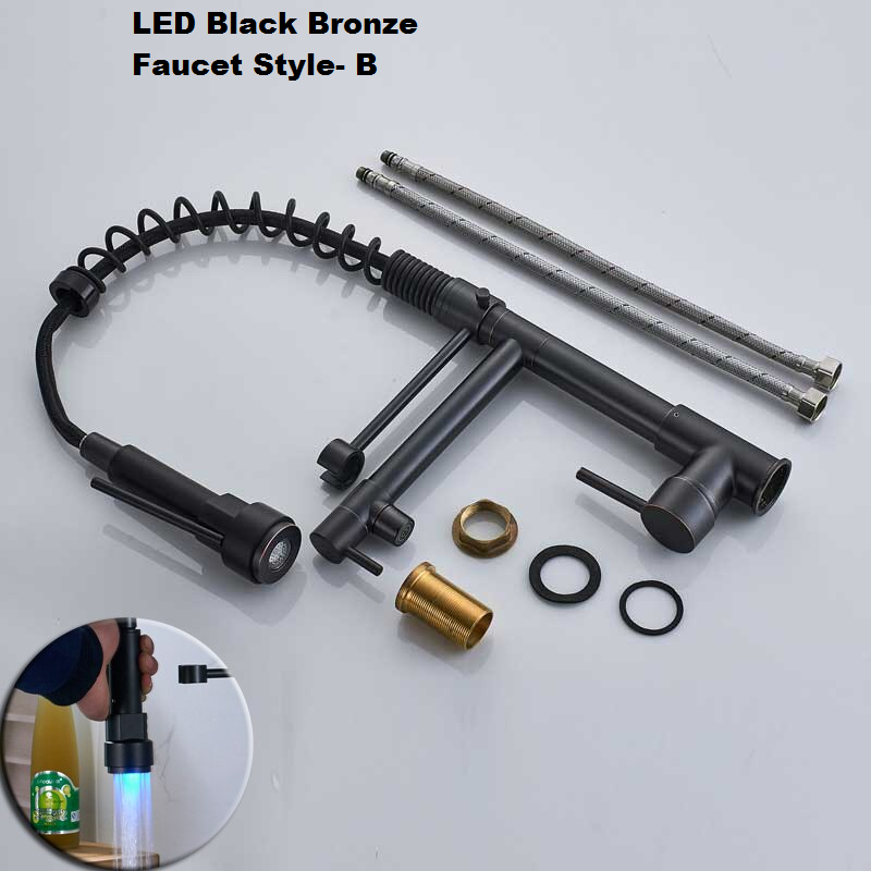 JSM2543  Juno Pull Down LED Black Bronze Kitchen Faucet