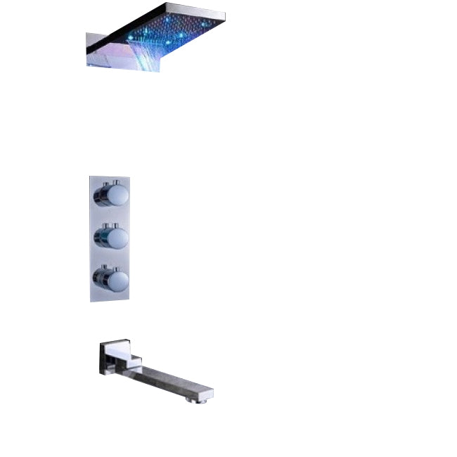 LED Luxury Rain Waterfall Bathroom Shower Head & Bathroom Faucet