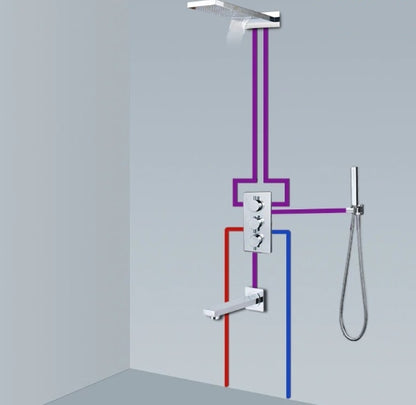 LED Luxury Rain Waterfall Bathroom Shower Head & Bathroom Faucet