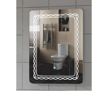 Juno New Wall Hanging Touch button Control Rectangle Bathroom LED Mirror