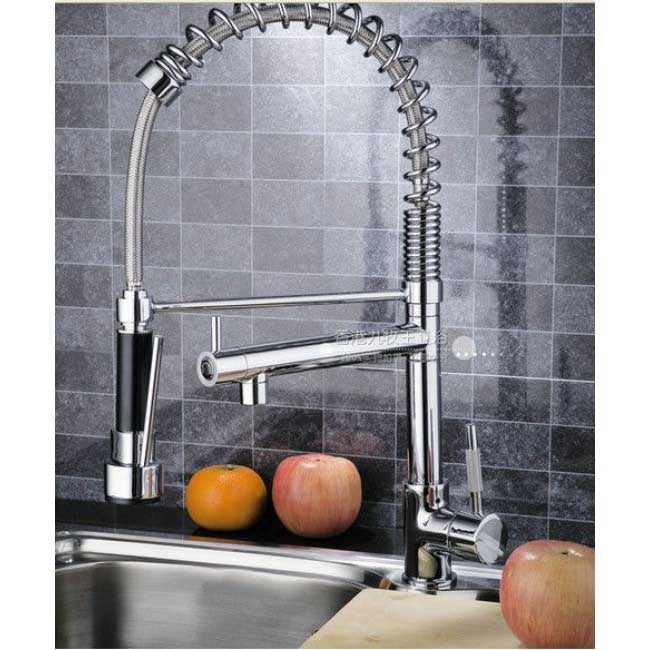 Chrome Finish Brass Body Color Changing LED Pull-Down Kitchen Sprayer 