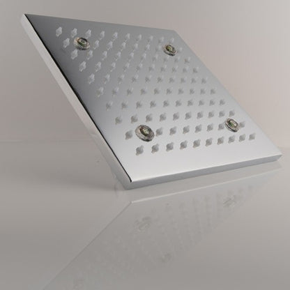 10" Chrome Finish Brass Body Square LED Shower Head
