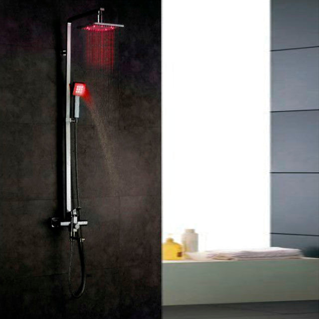 LED Shower head set - shower head set with square handheld shower and shower faucet