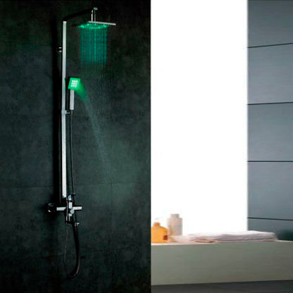 LED Shower head set - shower head set with square handheld shower and shower faucet