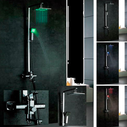 LED Shower head set - shower head set with square handheld shower and shower faucet