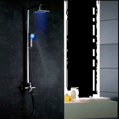 LED Shower head set - shower head set with square handheld shower and shower faucet