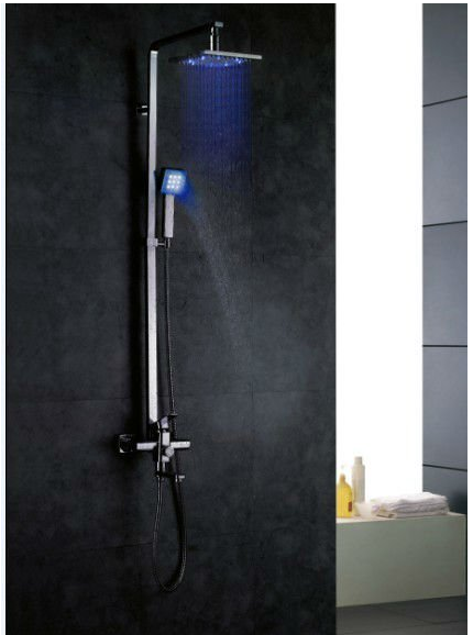 LED Shower head set - shower head set with square handheld shower and shower faucet