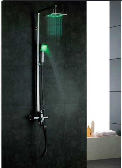 LED Shower head set - shower head set with square handheld shower and shower faucet