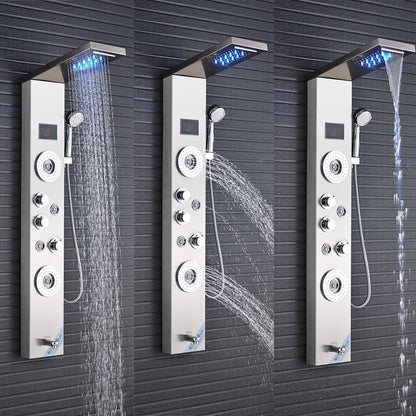 LED Temperature Display Bathroom Shower Panel with Hand Shower 