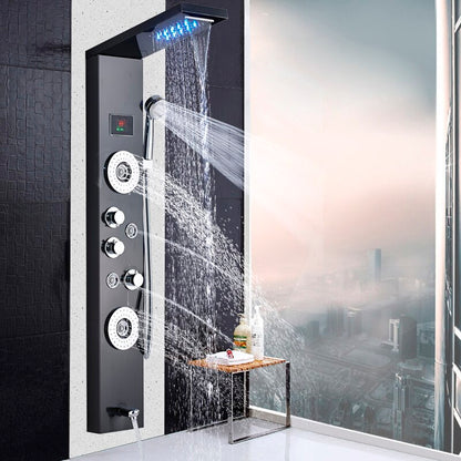 LED Temperature Display Bathroom Shower Panel with Hand Shower 