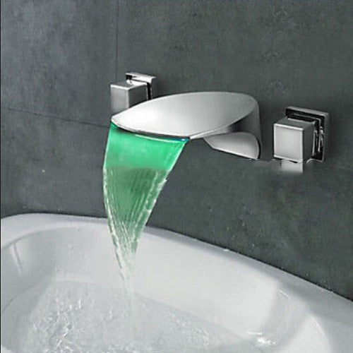 LED Waterfall Bathroom Sink Faucet
