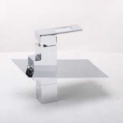 32CM Chrome Finish Brass Body Waterfall LED Bathroom Sink Faucets