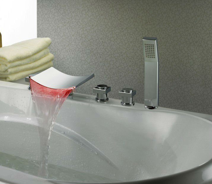 Bathtub faucets - Waterfall LED Bathtub Sink Faucet