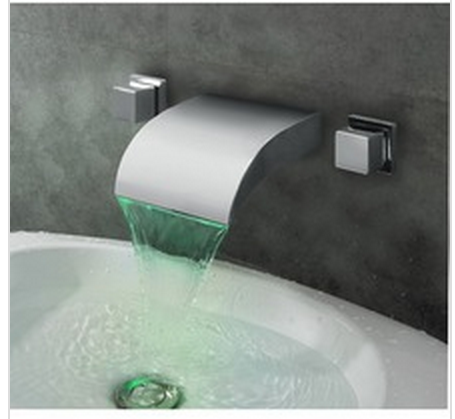 bathroom sink faucet solid brass chrome finish led waterfall