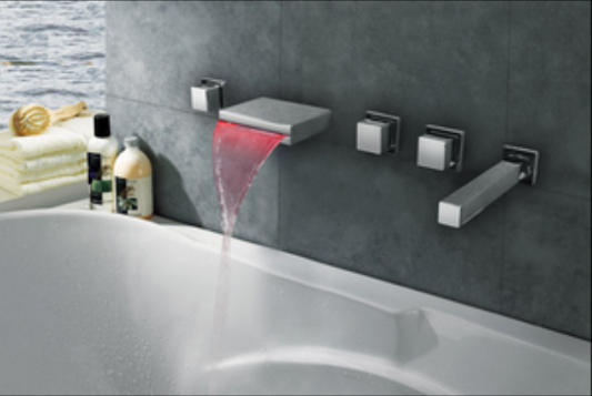 LED Waterfall bathtub Faucet With Shower Head