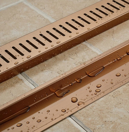 Linear Stainless Steel Long Gold Shower Drain System