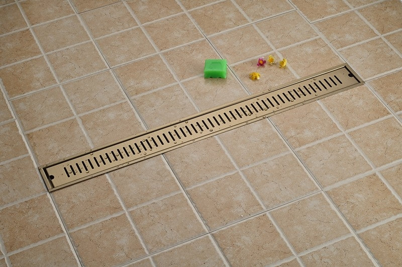 Linear Stainless Steel Long Gold Shower Drain System