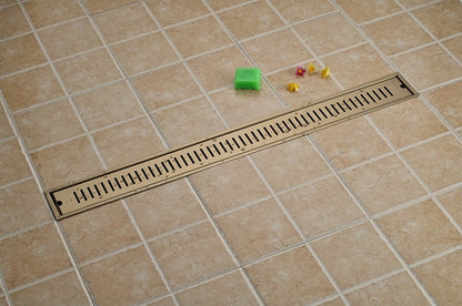 Linear Stainless Steel Long Gold Shower Drain System