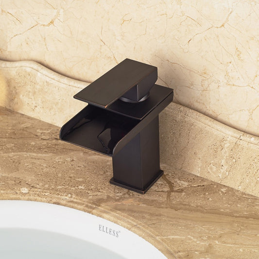 Mendoza Deck Mount Waterfall Bathroom Sink Faucet Mixer Brass Square Mixer Faucets In Oil Rubbed Bronze