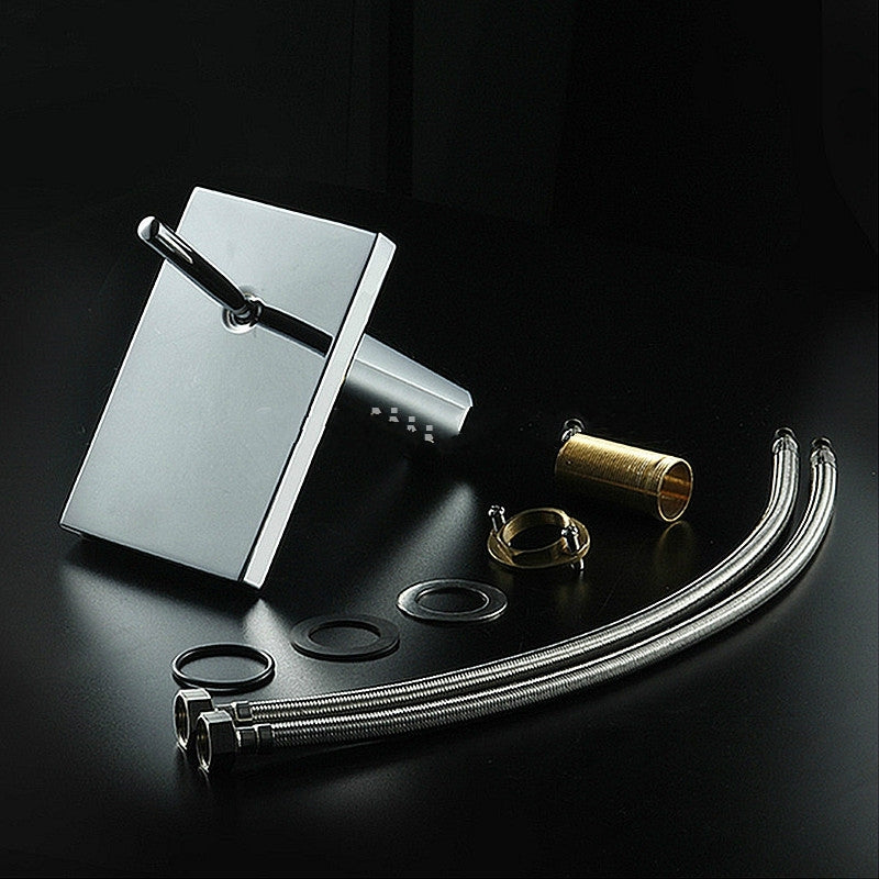 Luxurious Nature Widespread Waterfall Square Mixer Bathroom Faucet